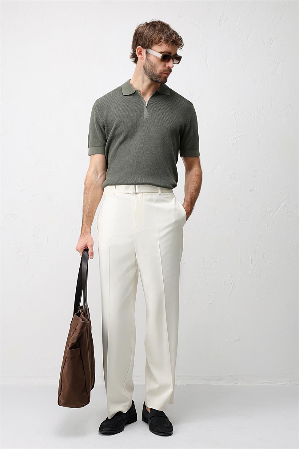 Comfort Slim Zippered Mens Knit T-Shirt