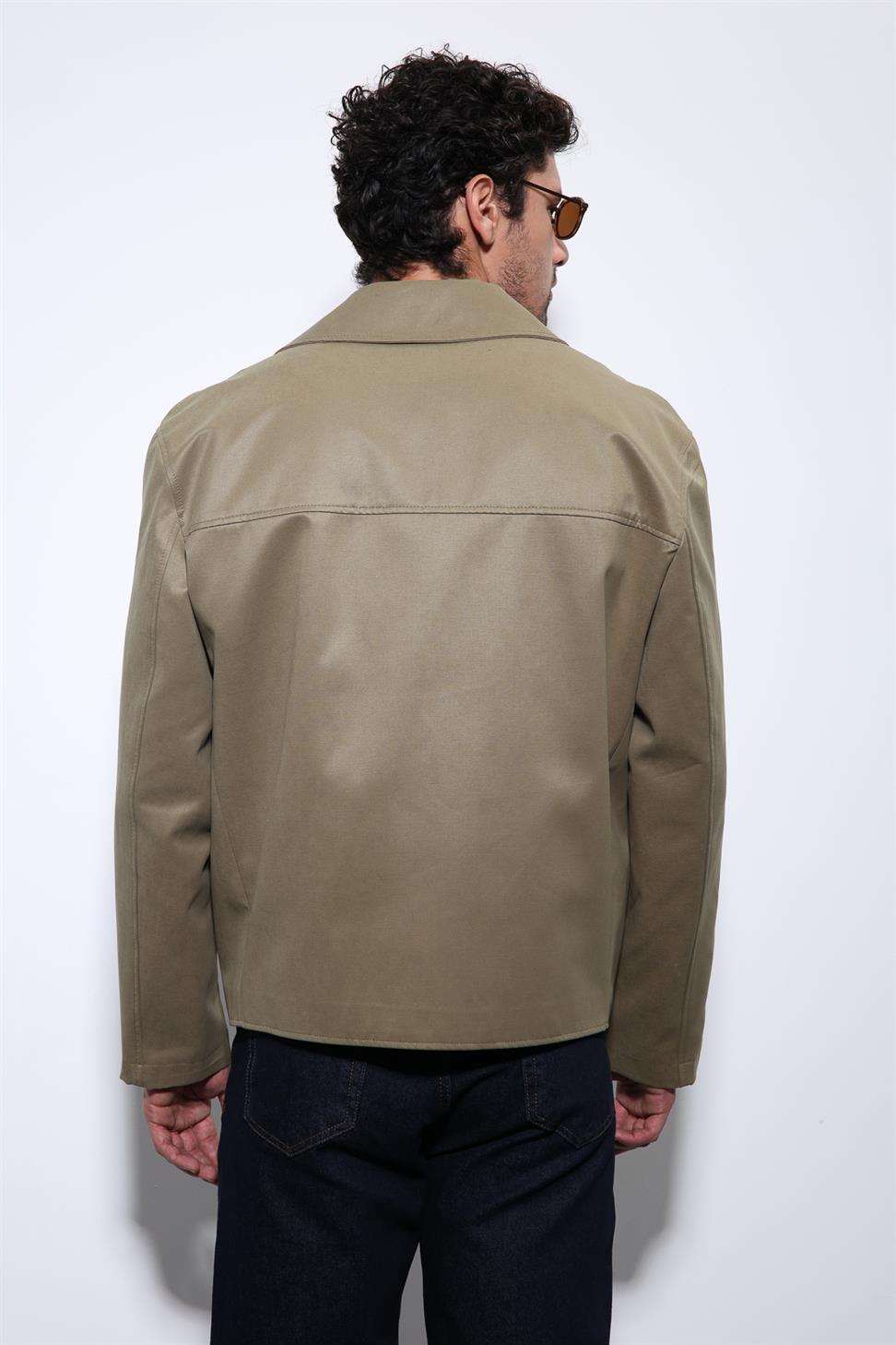 Antioch Haki Crop Fit Erkek Trençkot