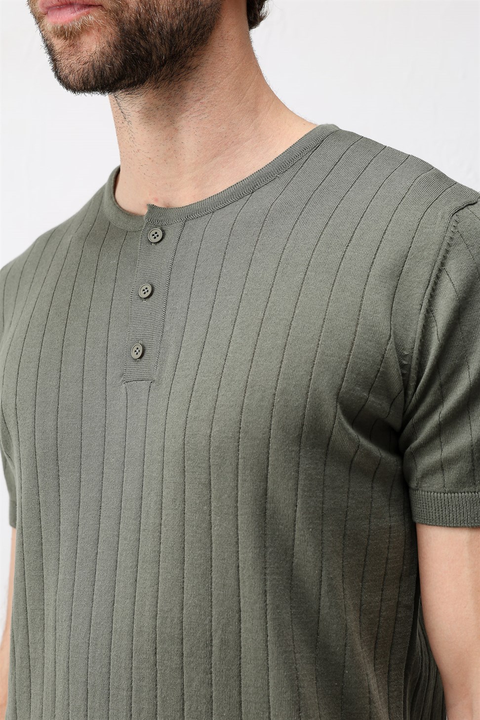 Antioch Haki Dokulu Erkek Triko T-Shirt