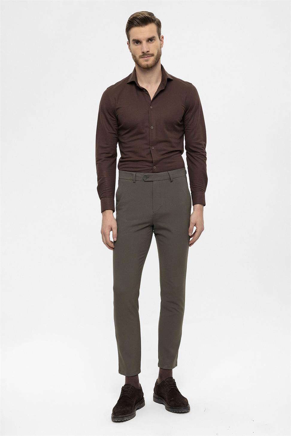 Antioch Haki Erkek Aksesuar Detaylı Slim Fit Pantolon