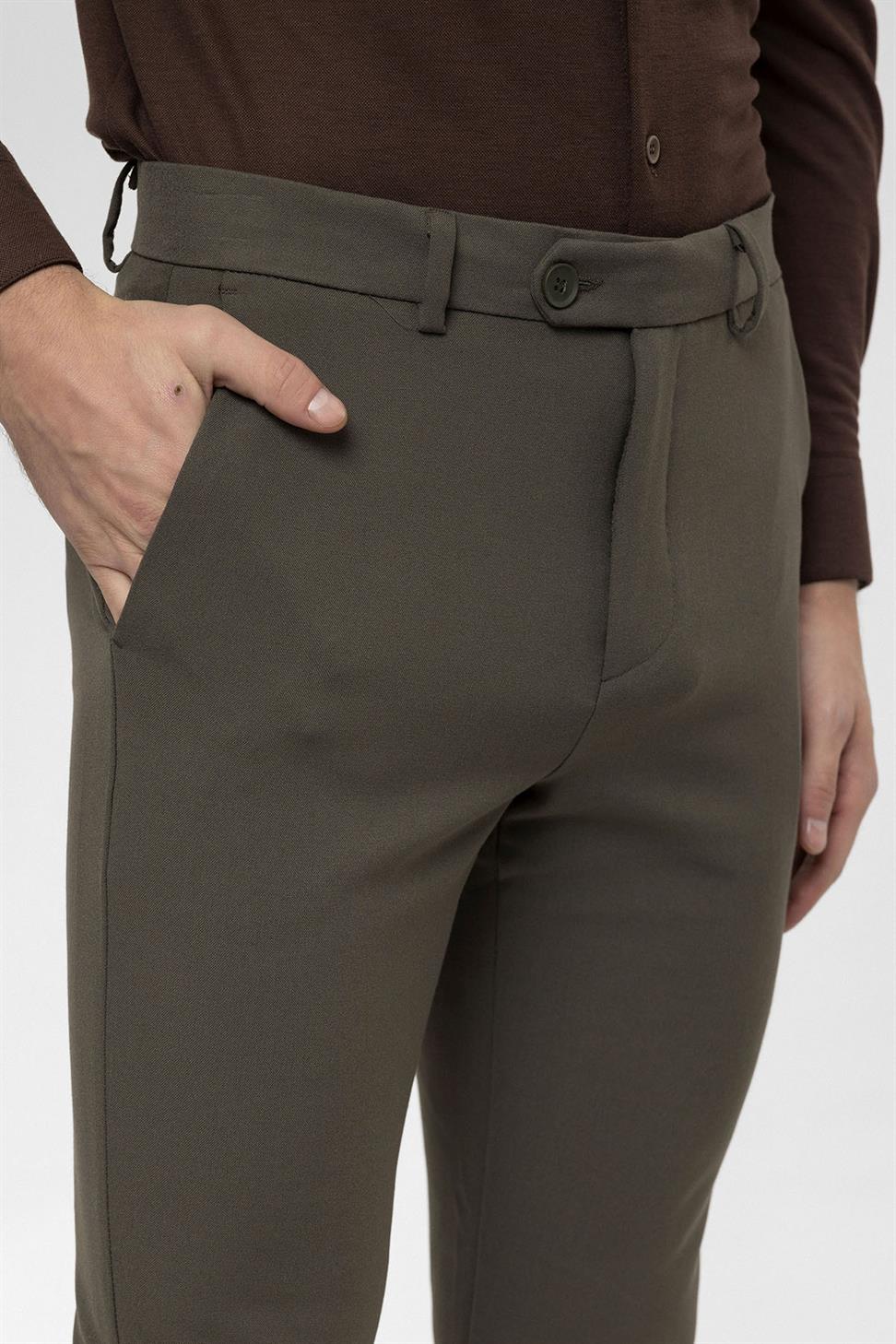 Antioch Haki Erkek Aksesuar Detaylı Slim Fit Pantolon