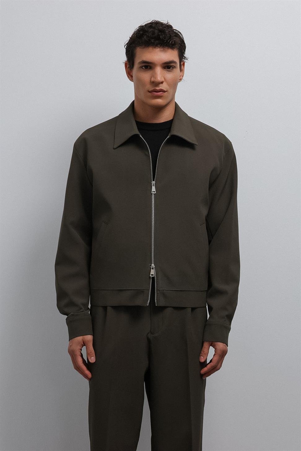 Antioch Haki Fermuarlı Mevsimlik Erkek Mont