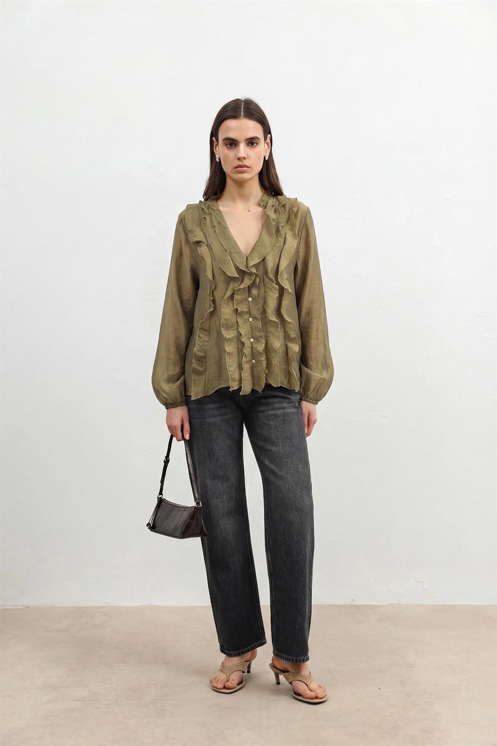 Womens Ruffled Blouse