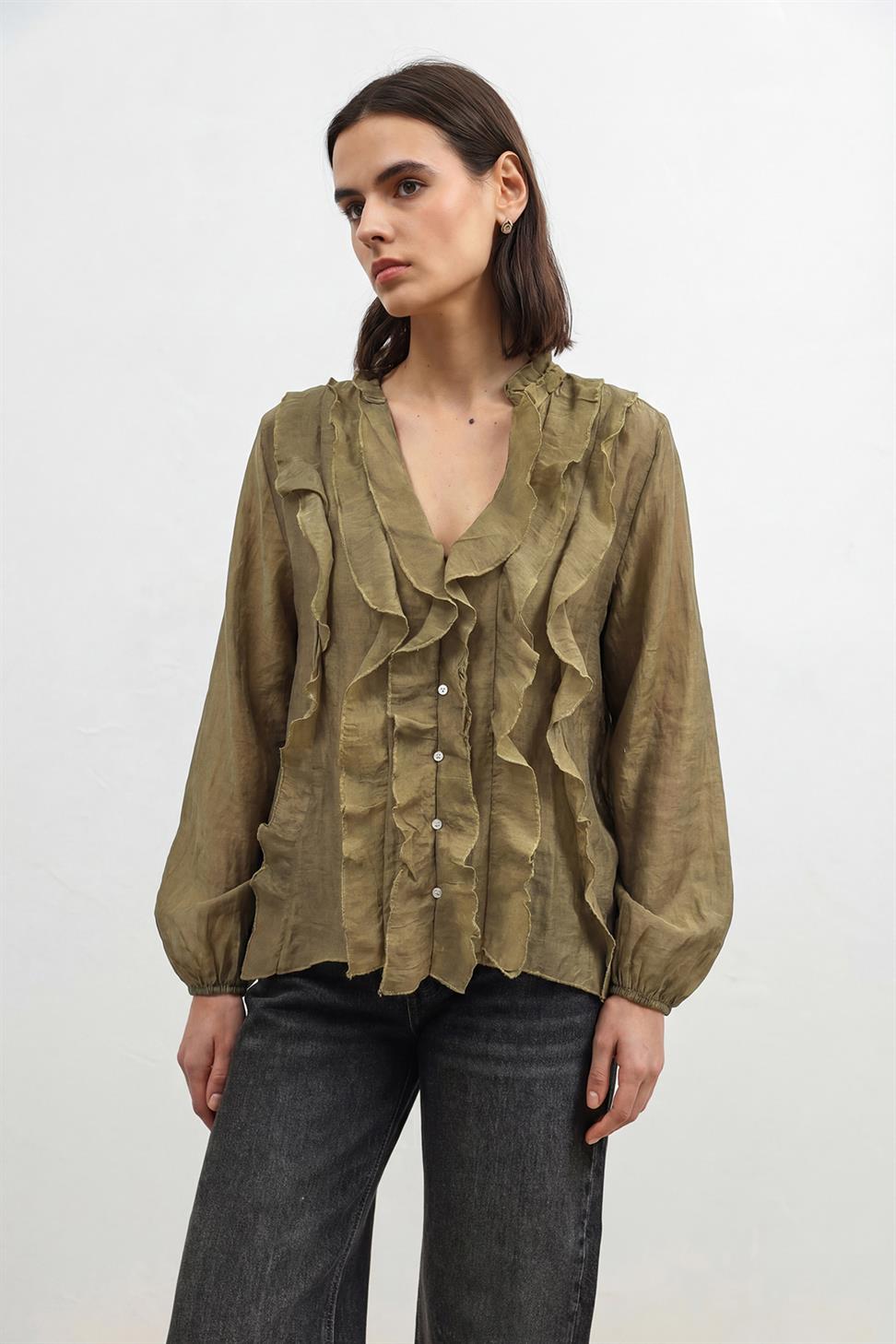 Womens Ruffled Blouse