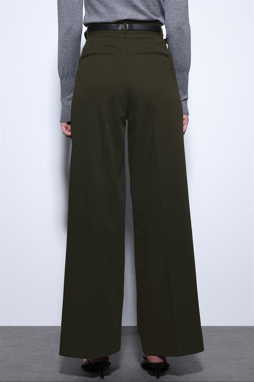 Antioch Haki Geniş Paça Kadın Pantolon