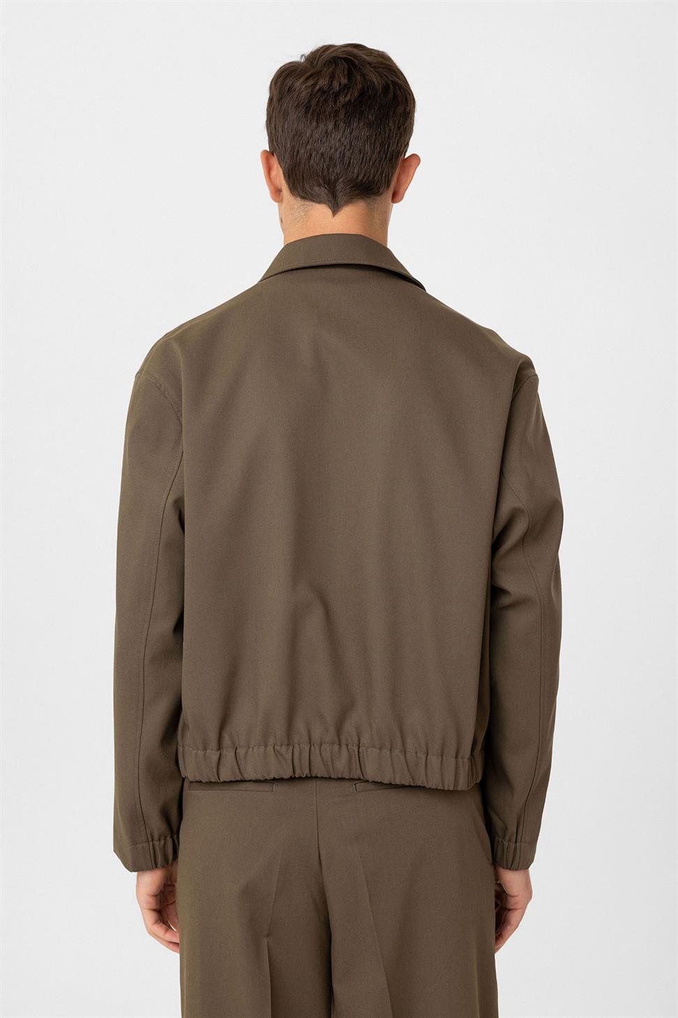 Antioch Haki Gizli Düğme Mevsimlik Relax Fit Erkek Mont