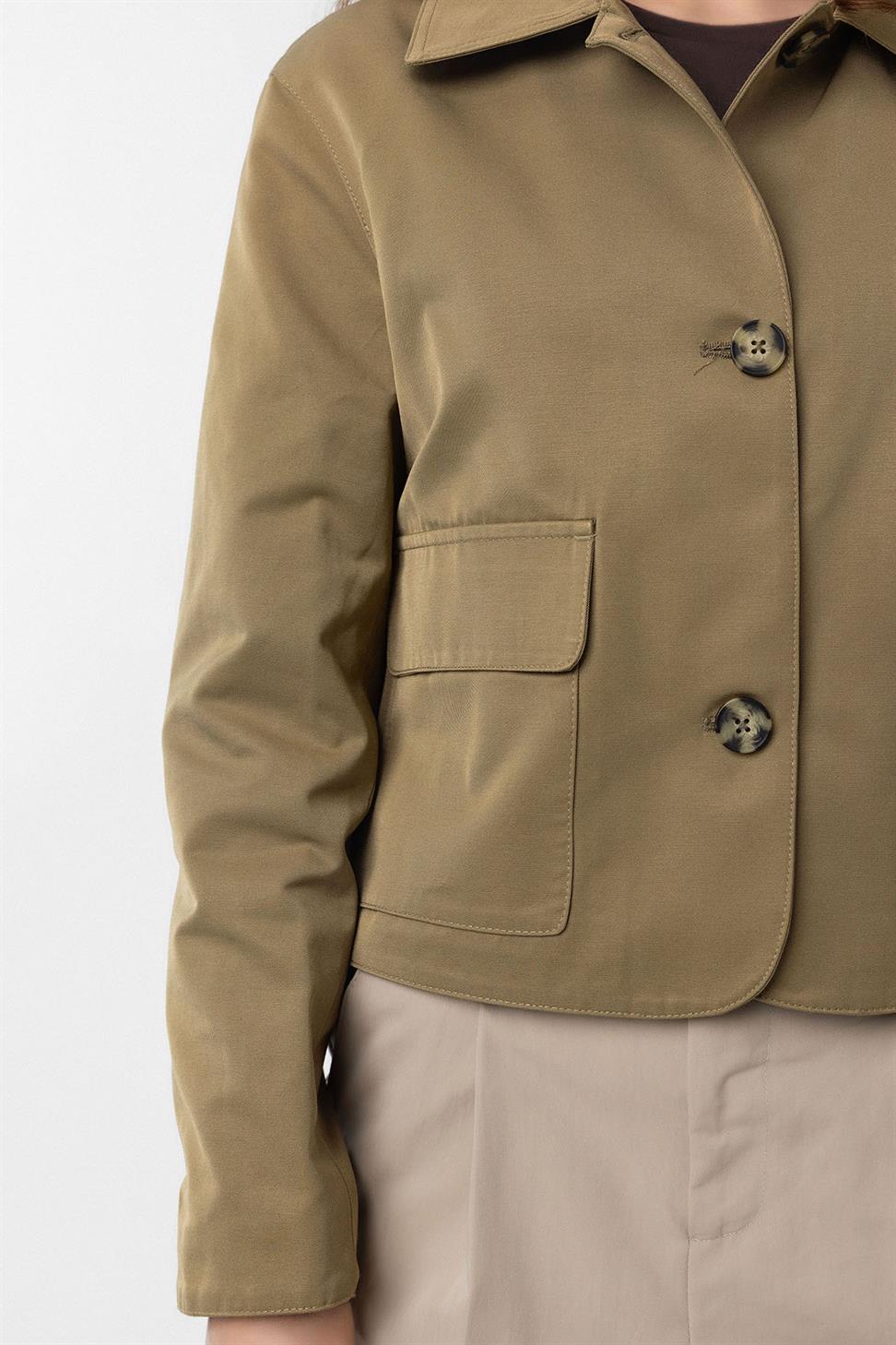 Antioch Haki Kadın Mevsimlik İnce Kısa Ceket