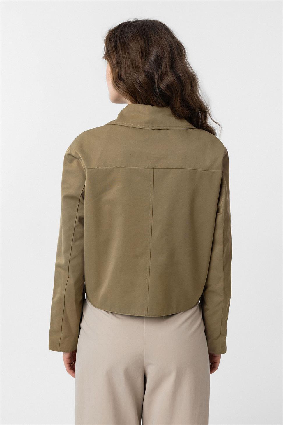 Antioch Haki Kadın Mevsimlik İnce Kısa Ceket