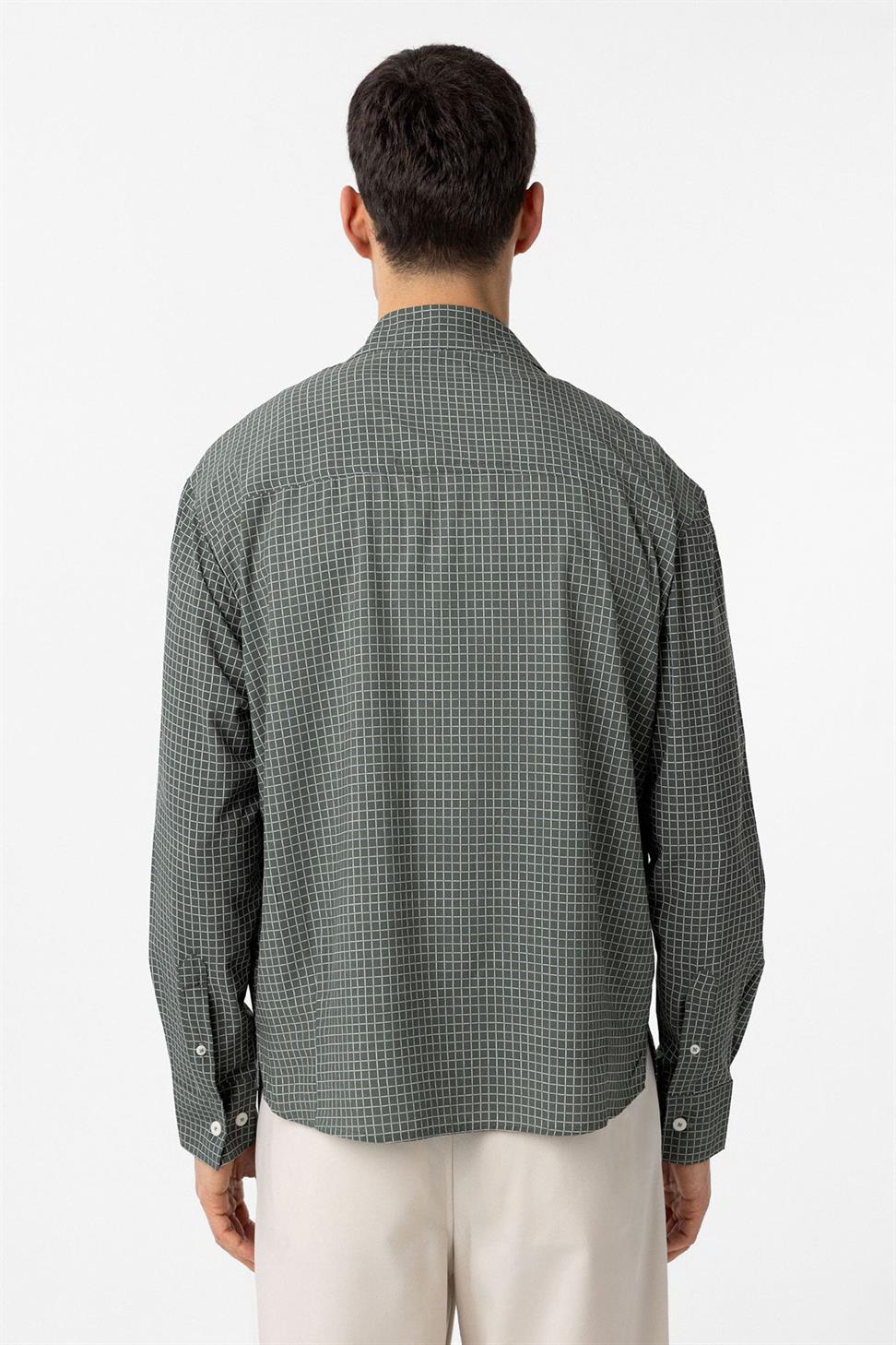 Antioch Haki Kareli Erkek Rahat Kalıp Erkek Gömlek