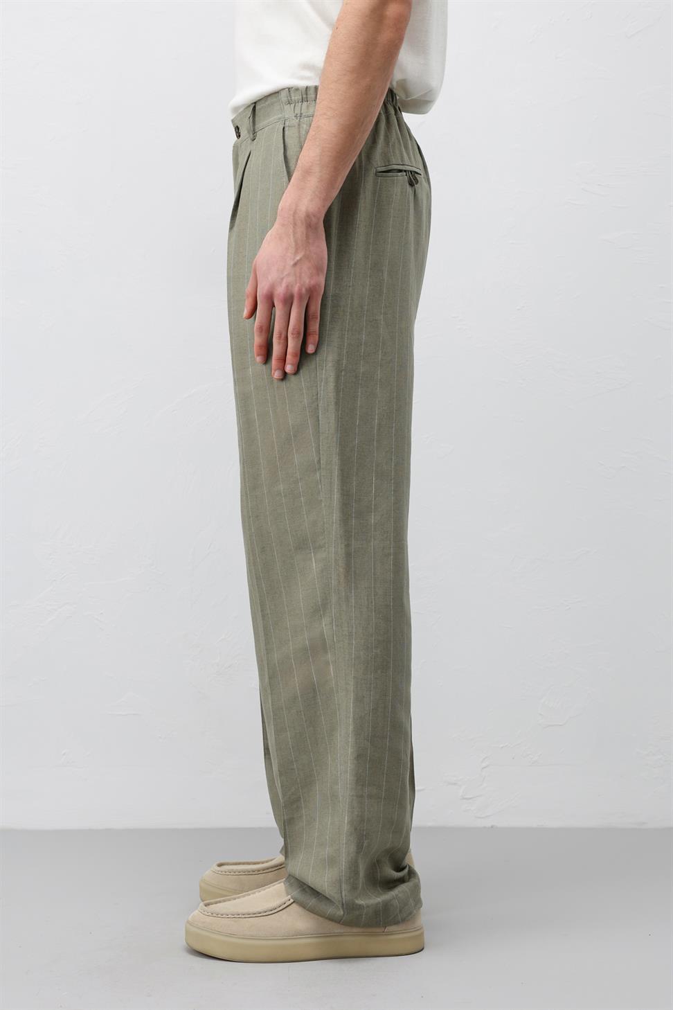 Mens Striped Linen-Blend Pants