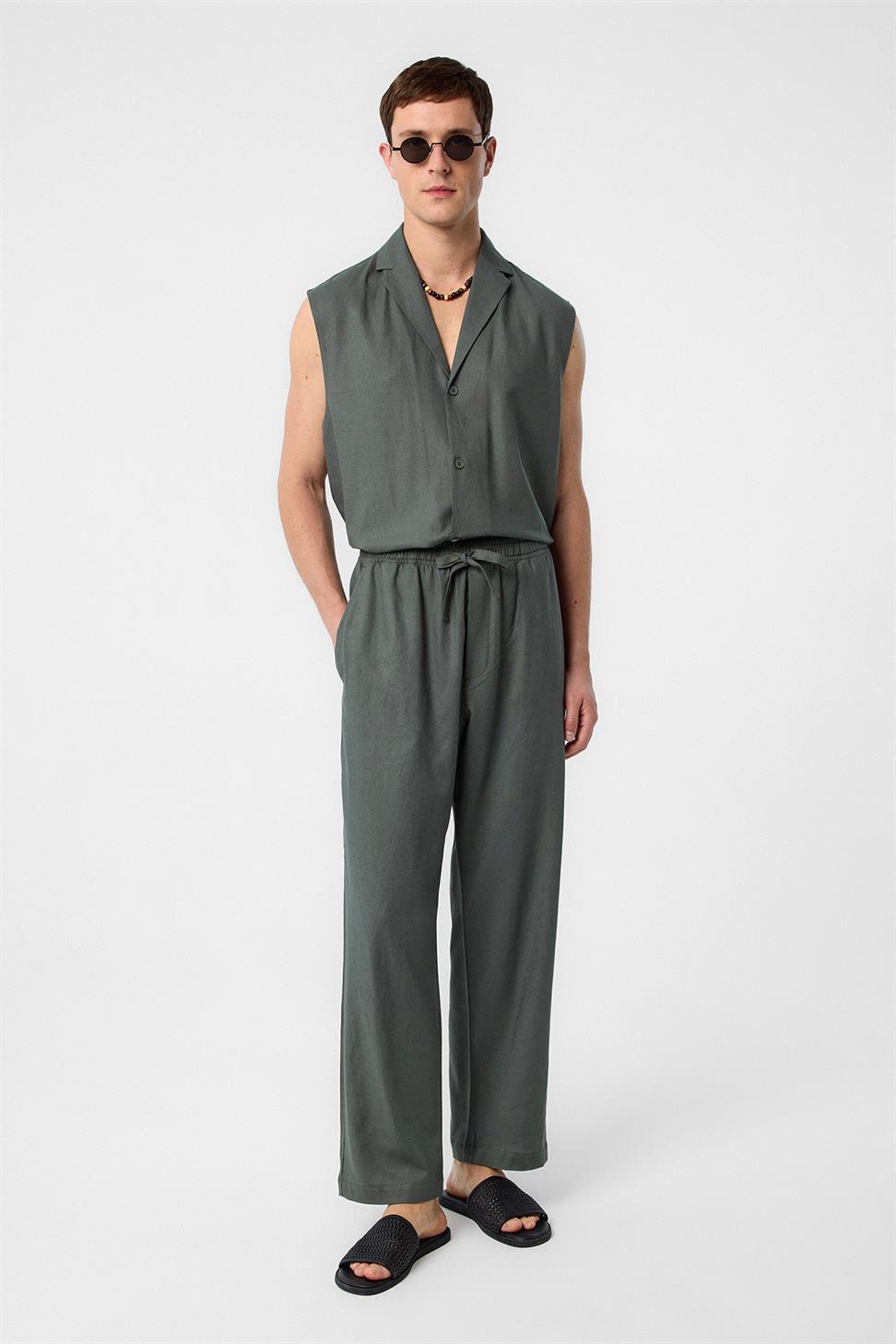 Mens Linen Blend Jogger Pants