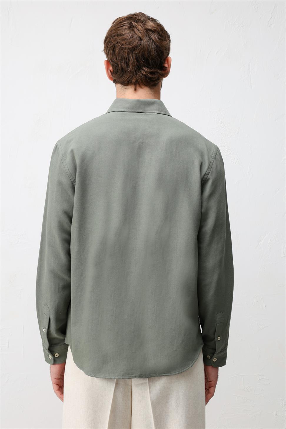 Relaxed Fit Mens Shirt with Linen Blend
