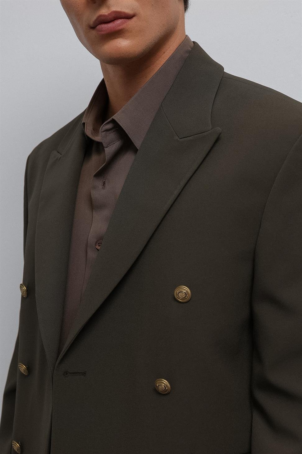 Antioch Haki Kruvaze Erkek Blazer Ceket