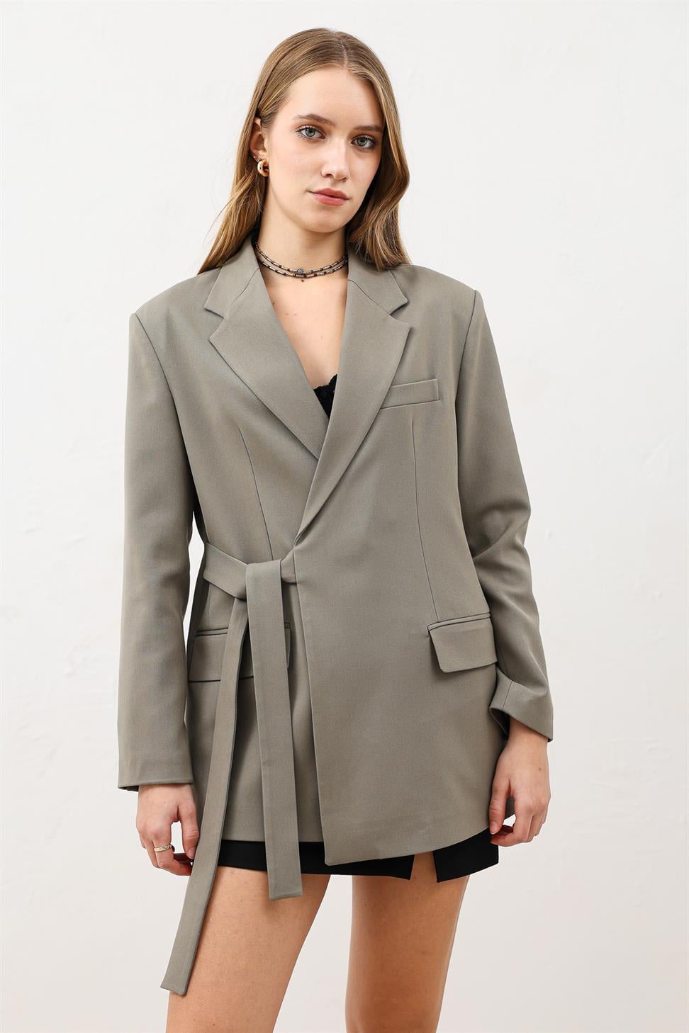 Belted Womens Blazer