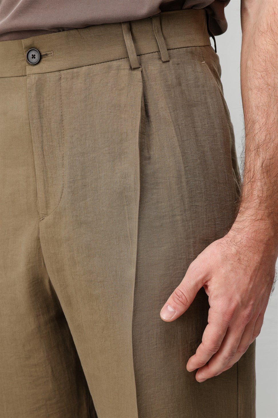 Antioch Haki Lyocell Relaxed Fit Pileli Erkek Pantolon