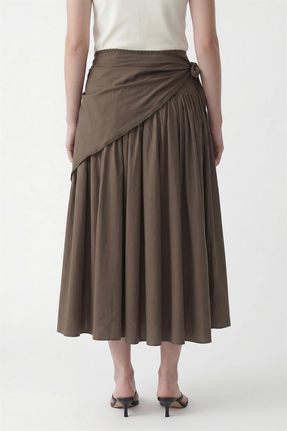 Womens Midi Skirt with Handkerchief Detail