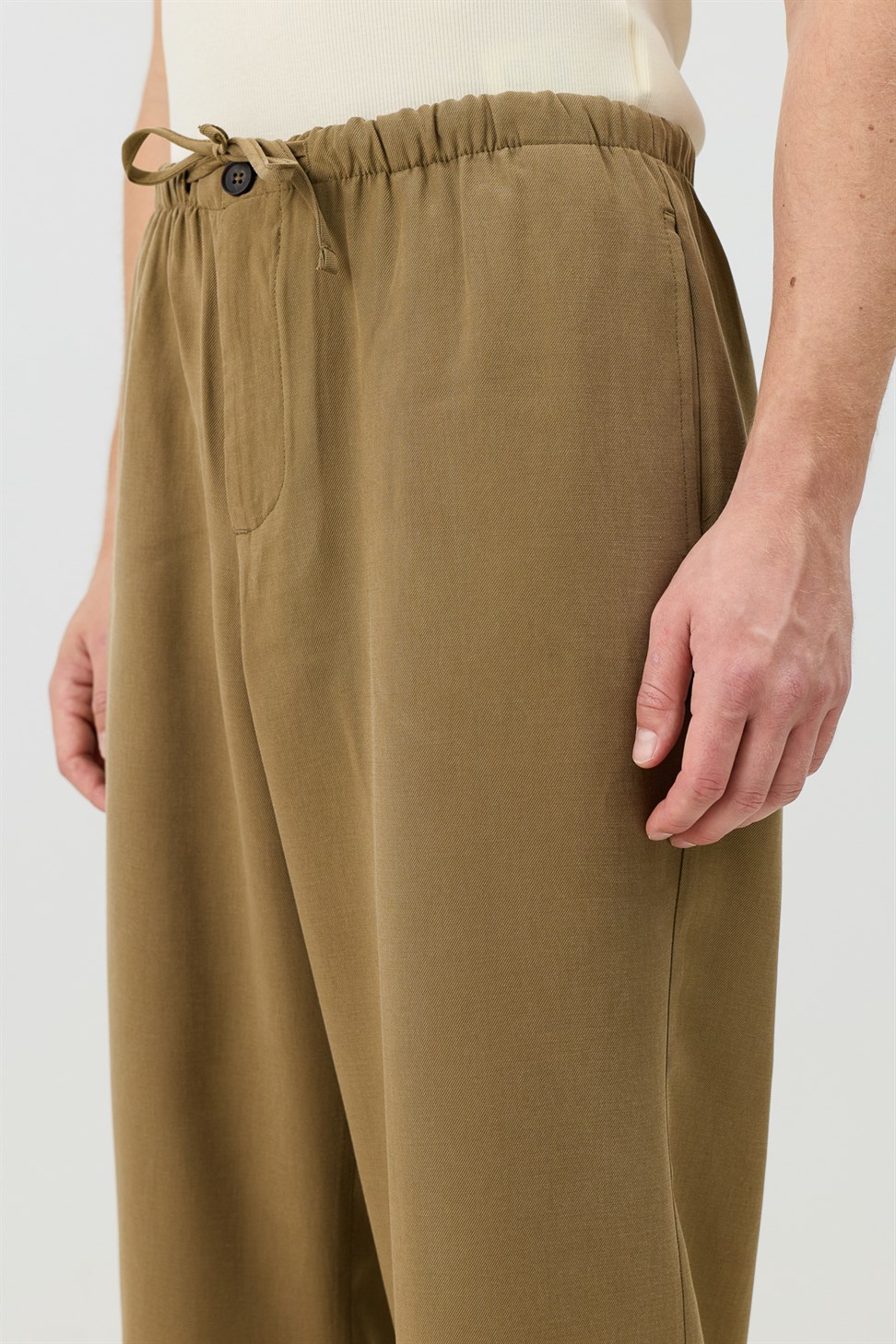 Antioch Haki Modal Karışımlı Relaxed Erkek Pantolon
