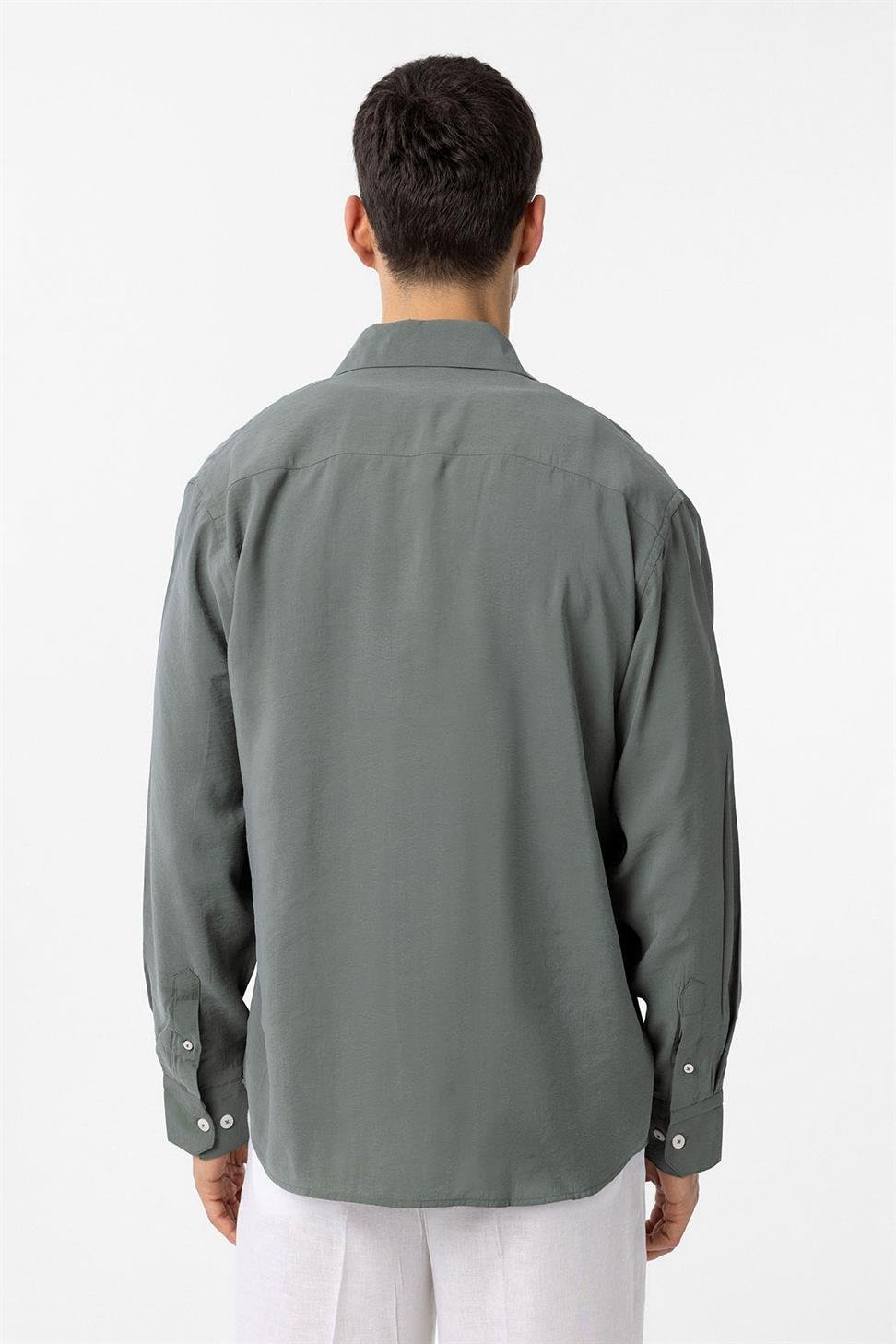 Antioch Haki Modal Kumaş Relax Fit Erkek Gömlek