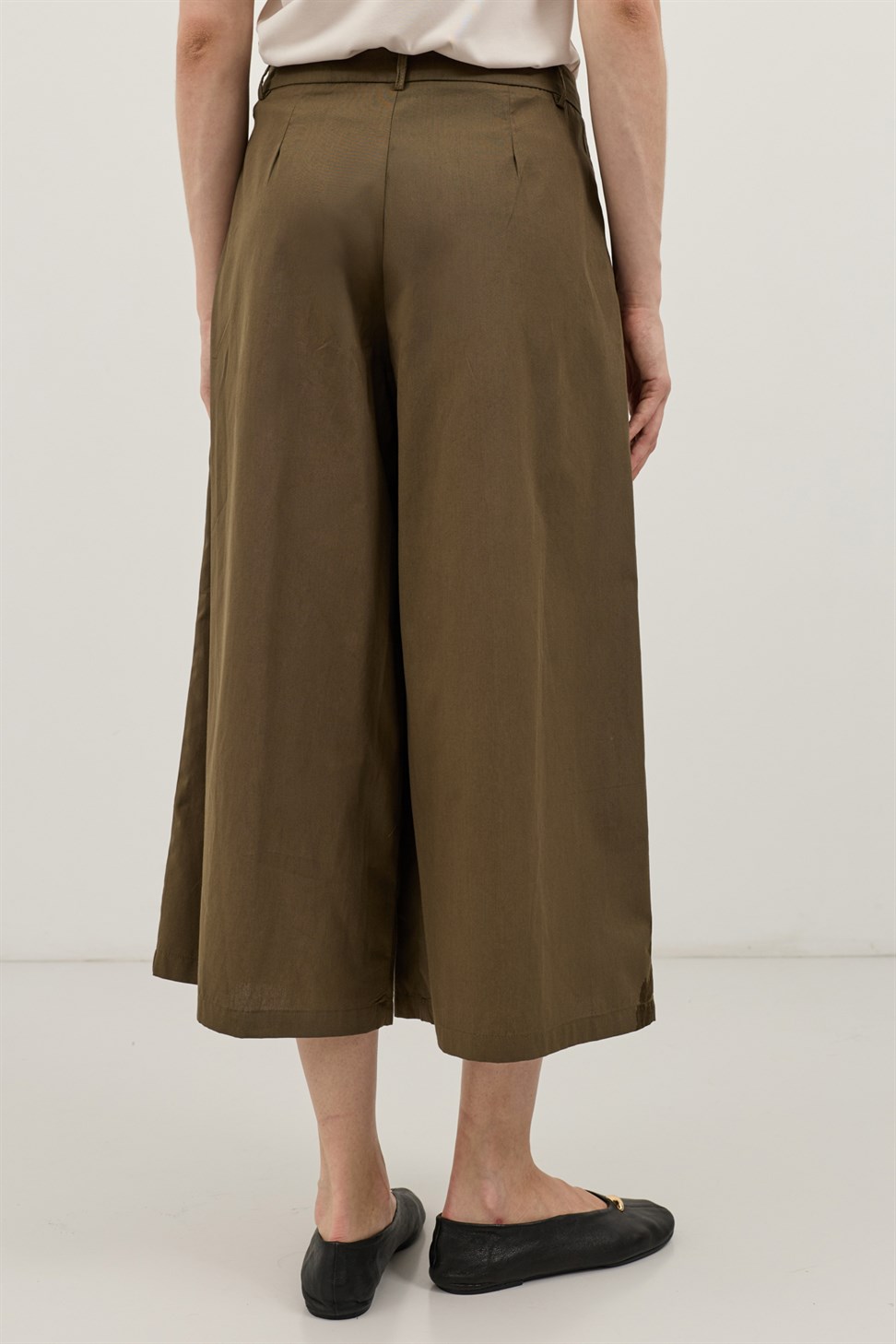 Antioch Haki Pileli Culotte Pantolon