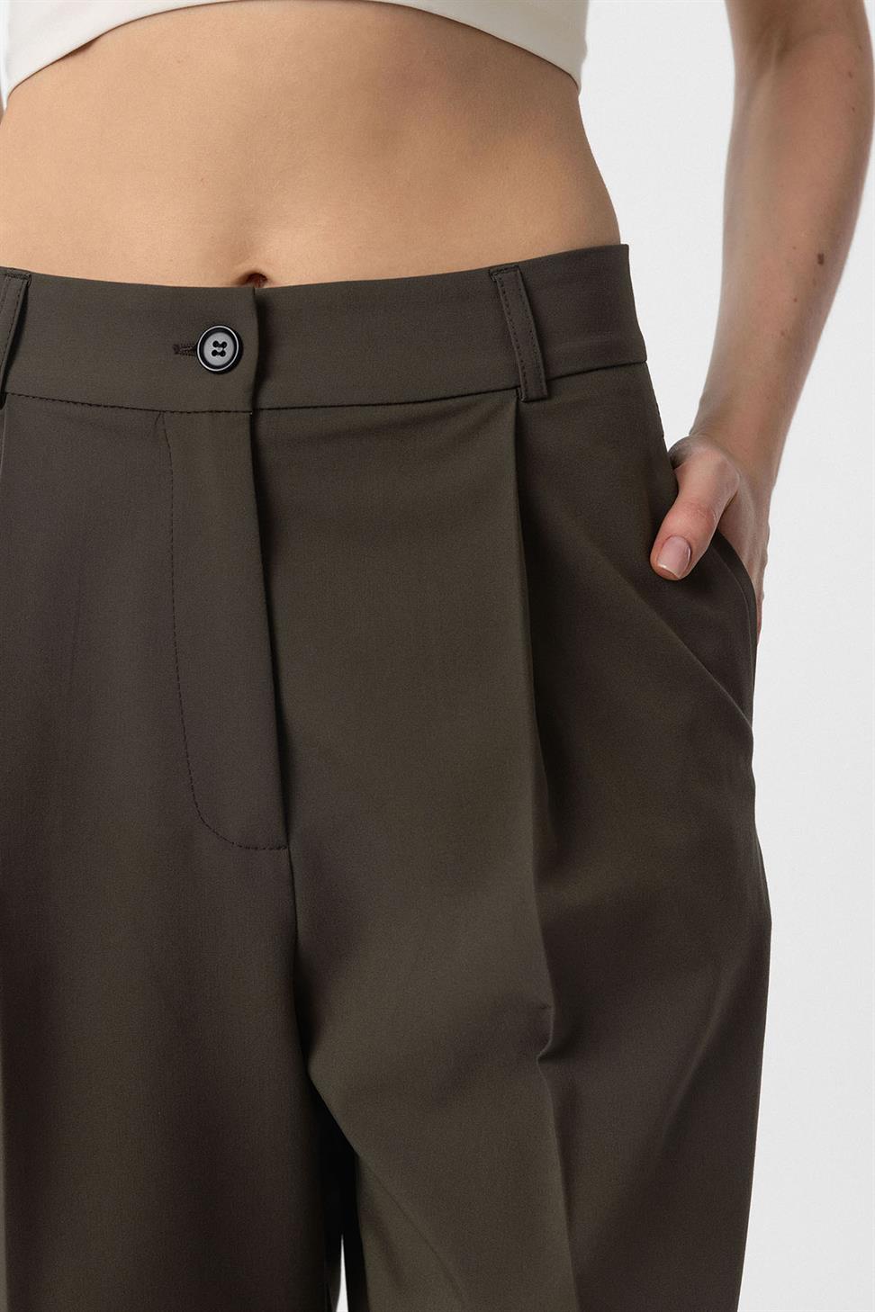 Antioch Haki Pilili Kadın Pantolon