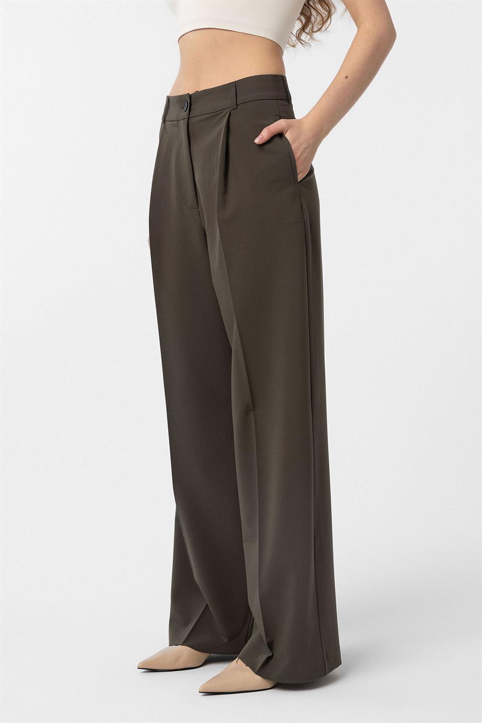 Antioch Haki Pilili Kadın Pantolon