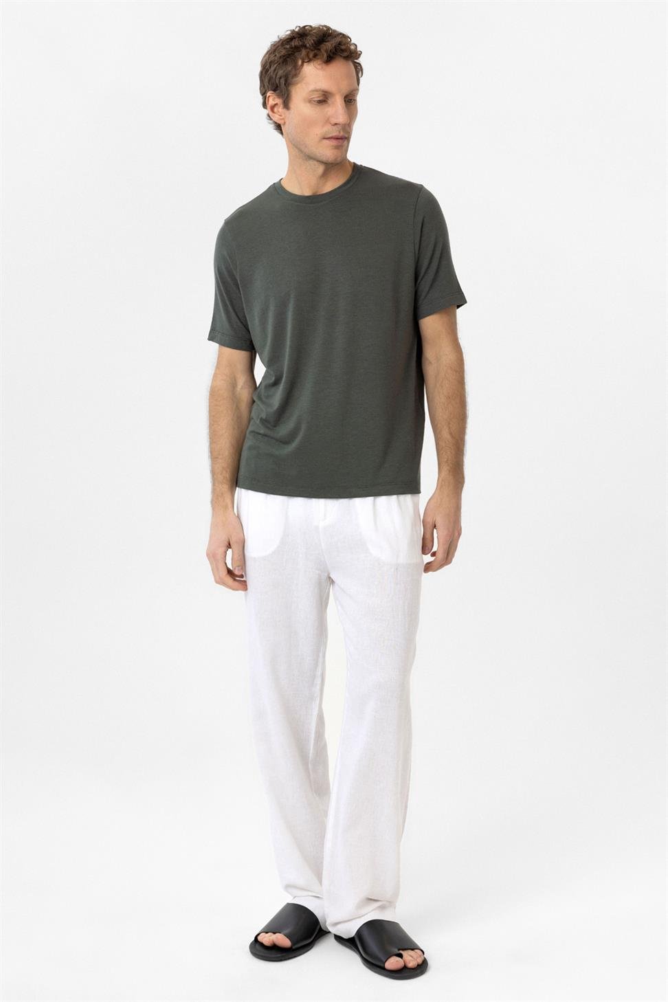 Antioch Haki Regular Fit Basic Erkek T-Shirt