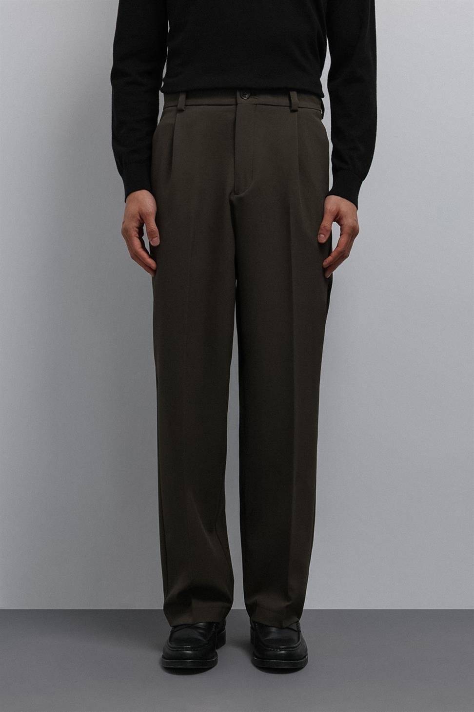 Antioch Haki Relax Fit Baggy Pilili Erkek Pantolon