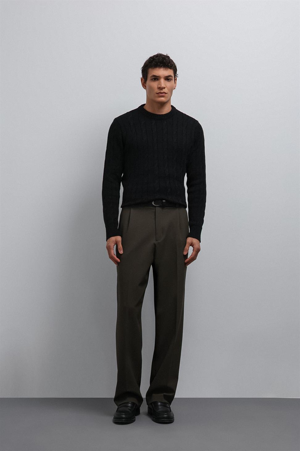 Antioch Haki Relax Fit Baggy Pilili Erkek Pantolon