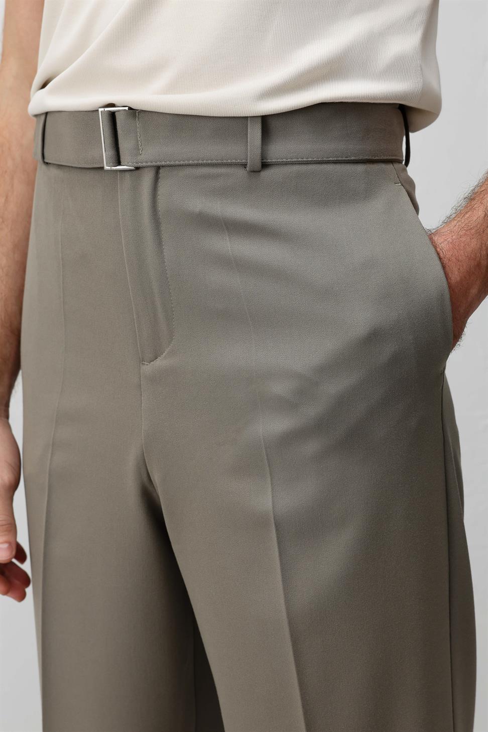 Relaxed Fit Belted Mens Pants