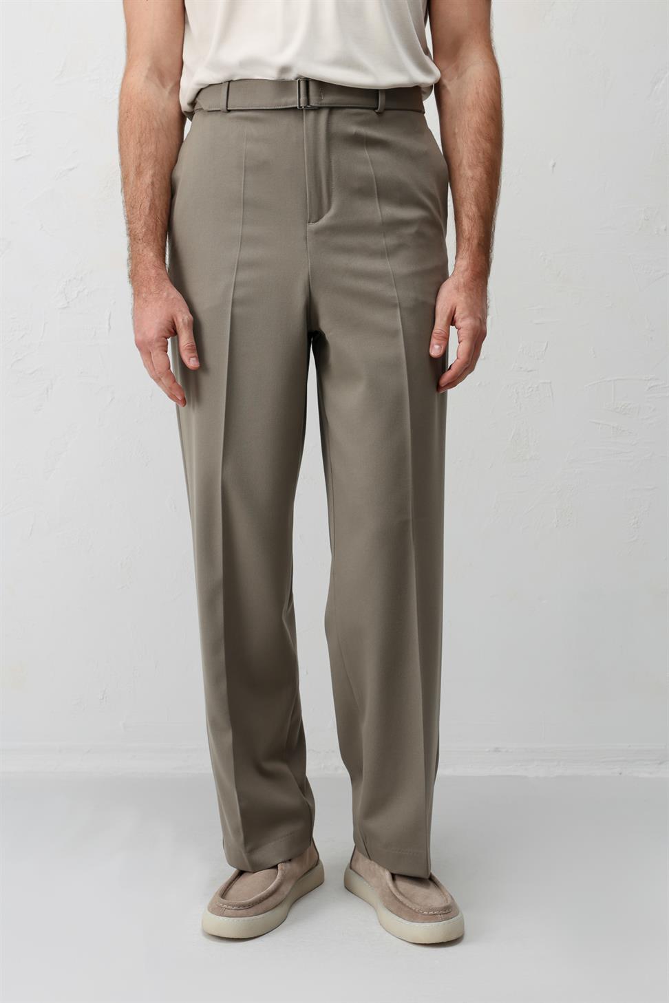 Relaxed Fit Belted Mens Pants