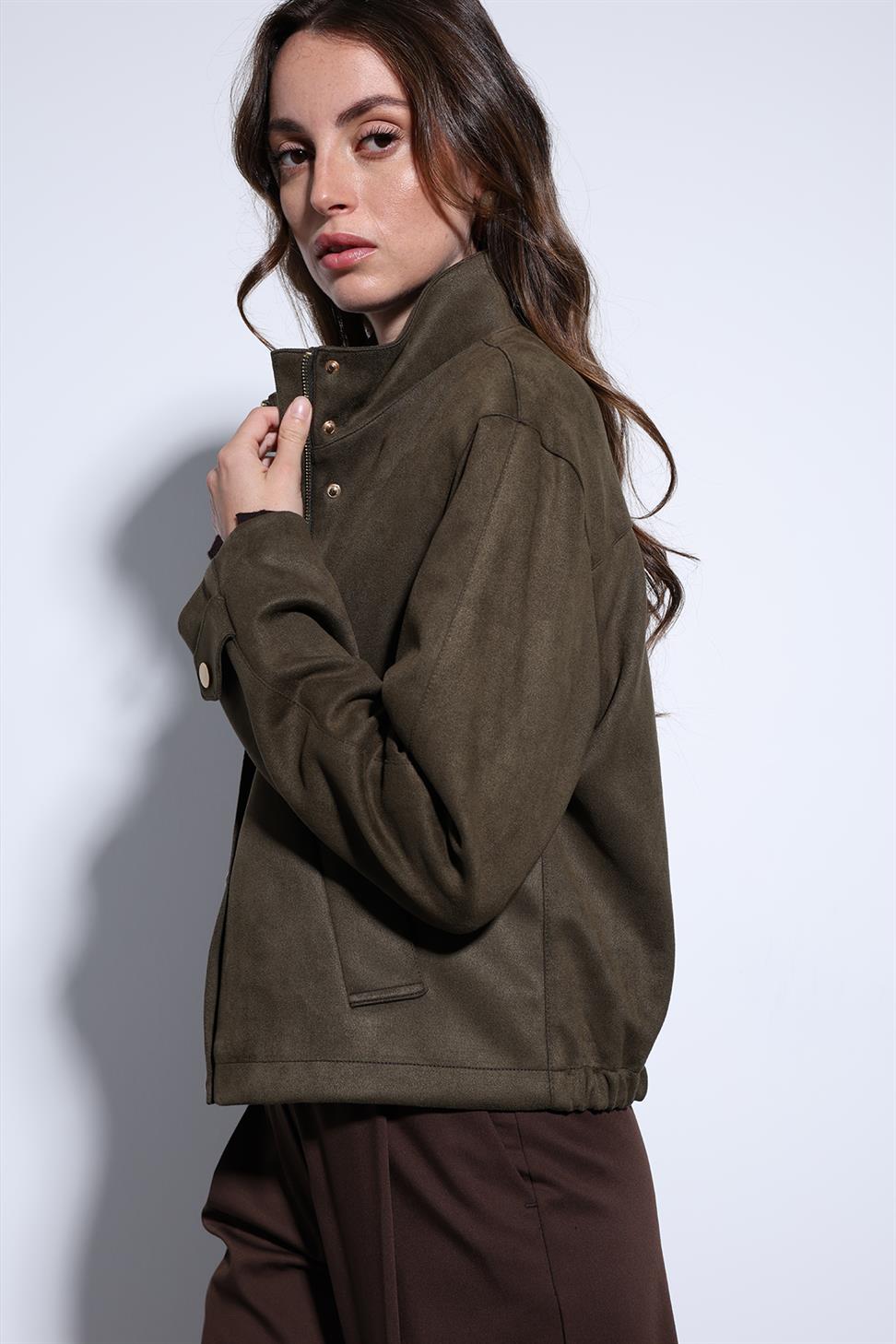 Antioch Haki Süet Bomber Ceket