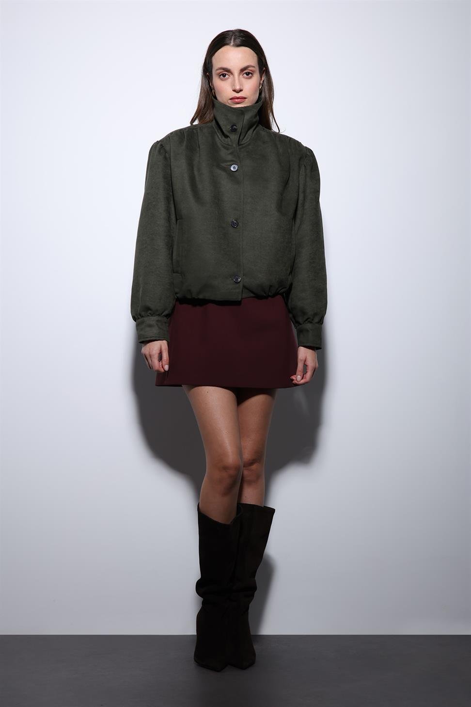 Antioch Haki Süet Görünümlü Bomber Kadın Ceket