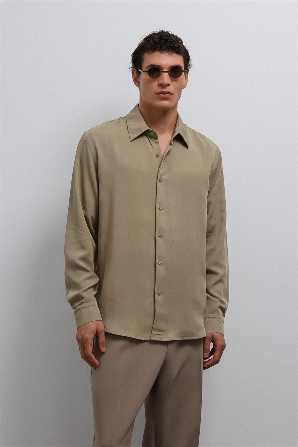 Antioch Haki Teknik Regular Fit Erkek Gömlek