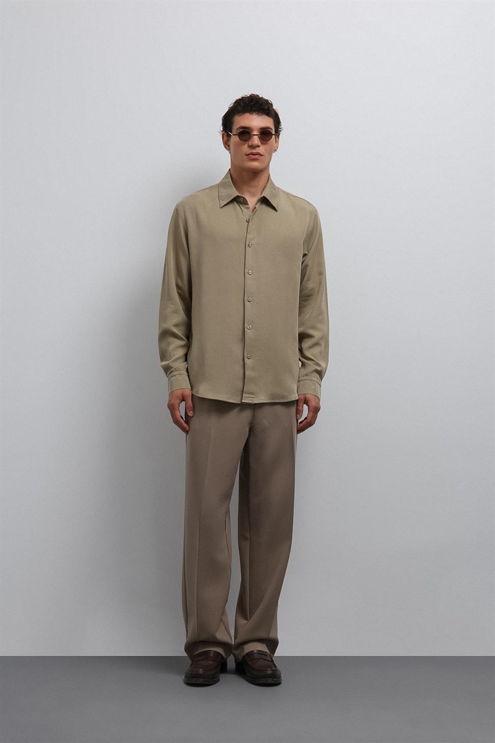Antioch Haki Teknik Regular Fit Erkek Gömlek