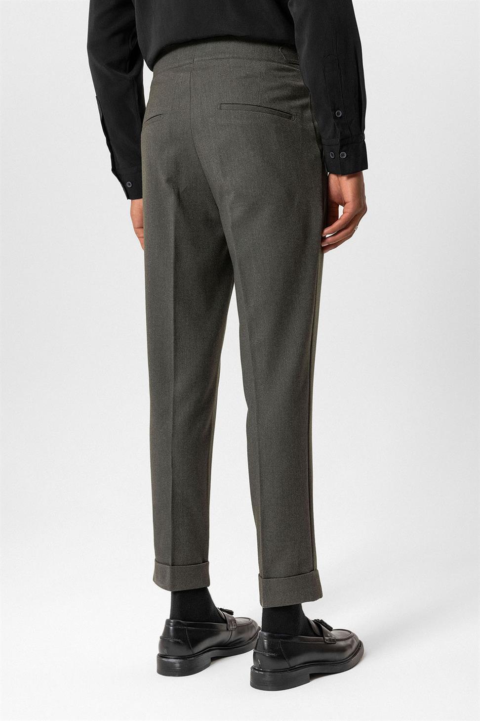 Antioch Haki Toka Detaylı Yüksek Bel Erkek Pantolon