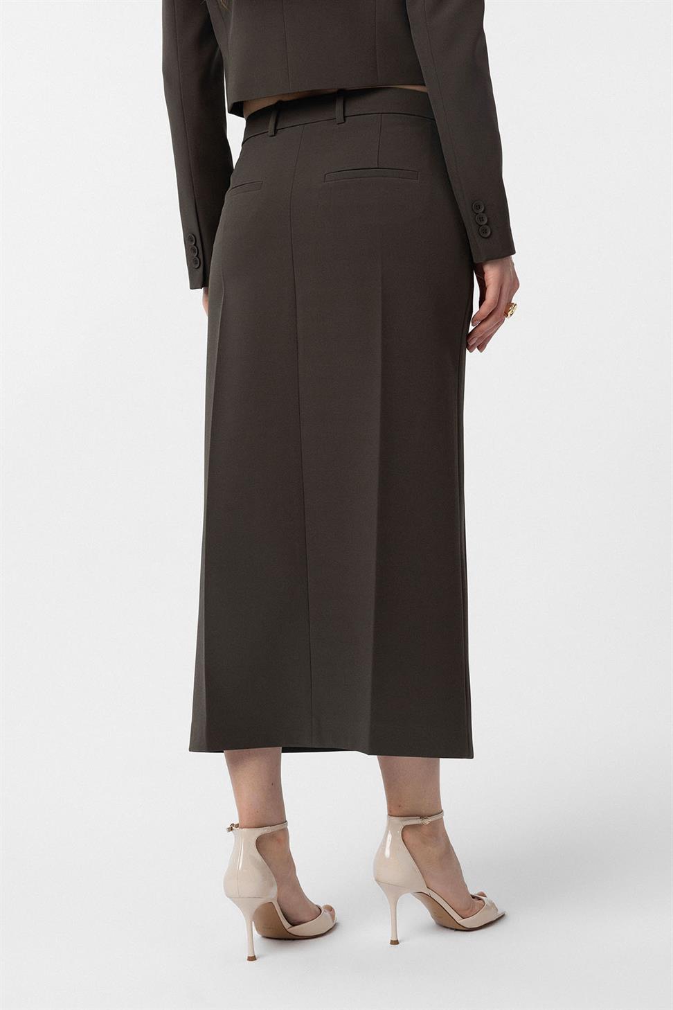 Antioch Haki Yırtmaçlı Kadın Kalem Etek