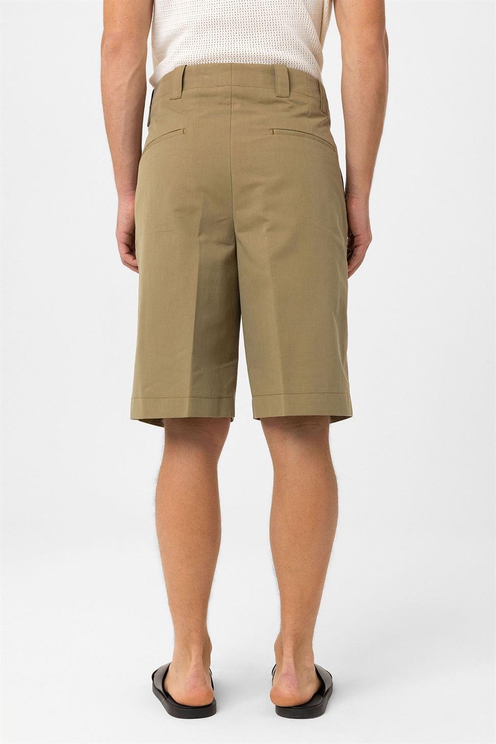 Antioch Haki Yüksek Bel Pileli Relaxed Bermuda Erkek Şort