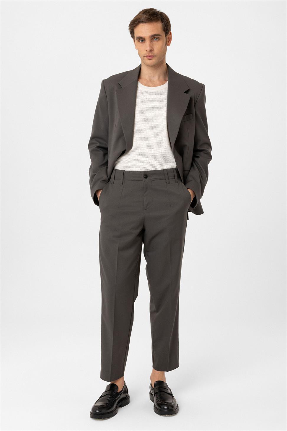 Antioch Haki Yüksek Bel Straight Fit Erkek Pantolon