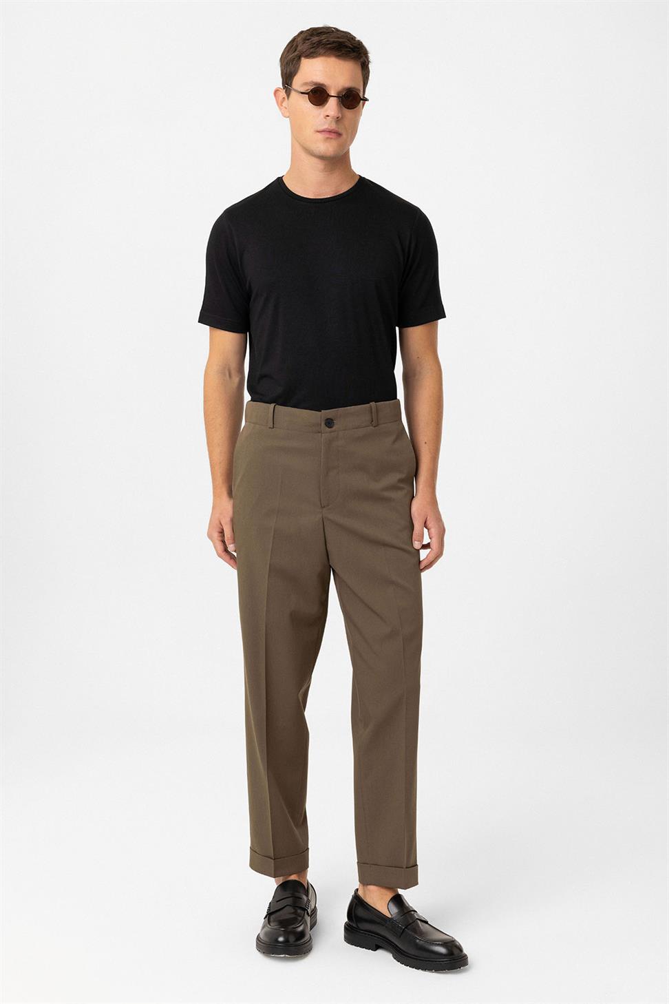 Antioch Haki Yüksek Bel Straight Fit Erkek Pantolon