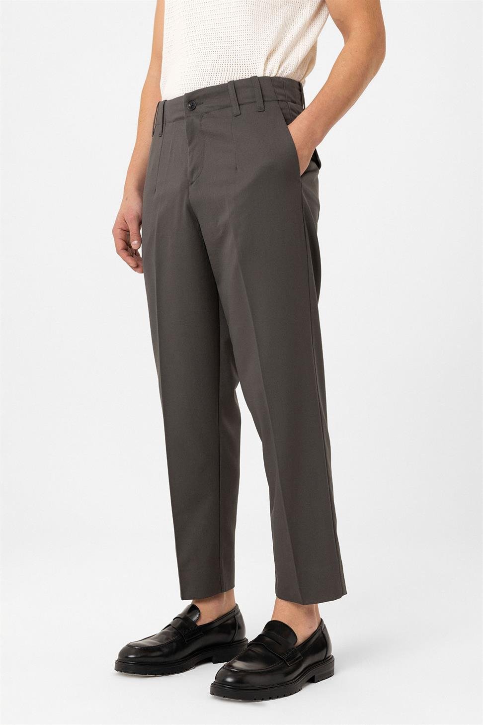 Antioch Haki Yüksek Bel Straight Fit Erkek Pantolon