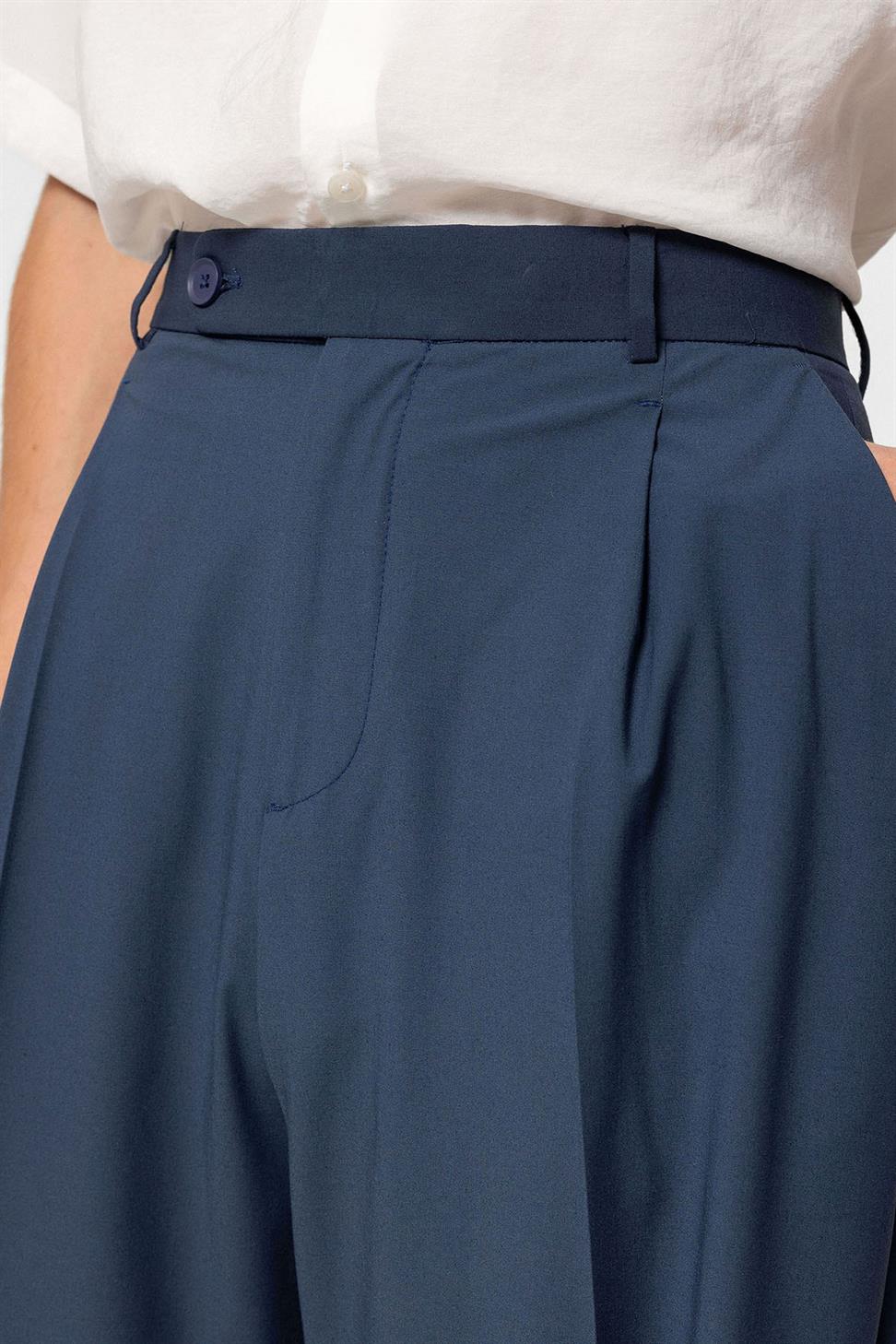 بنطلون قماشي فضفاض عالي الخصر للرجال