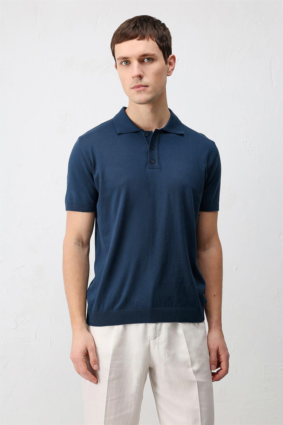 Comfort Slim Polo Neck Mens Knit T-Shirt