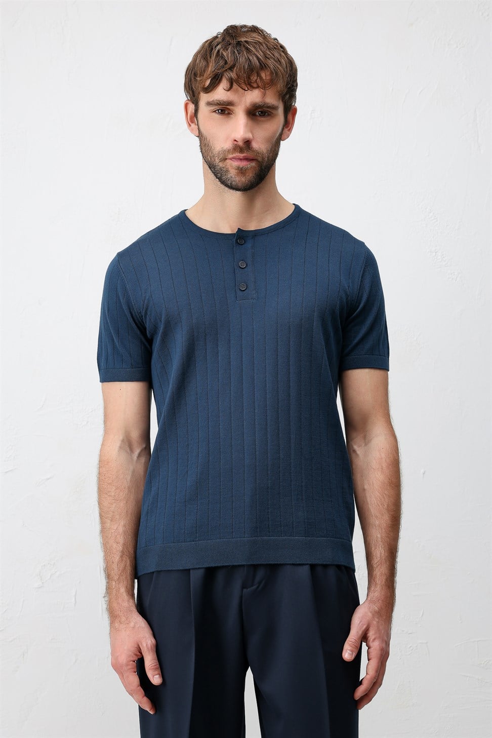 Antioch İndigo Dokulu Erkek Triko T-Shirt