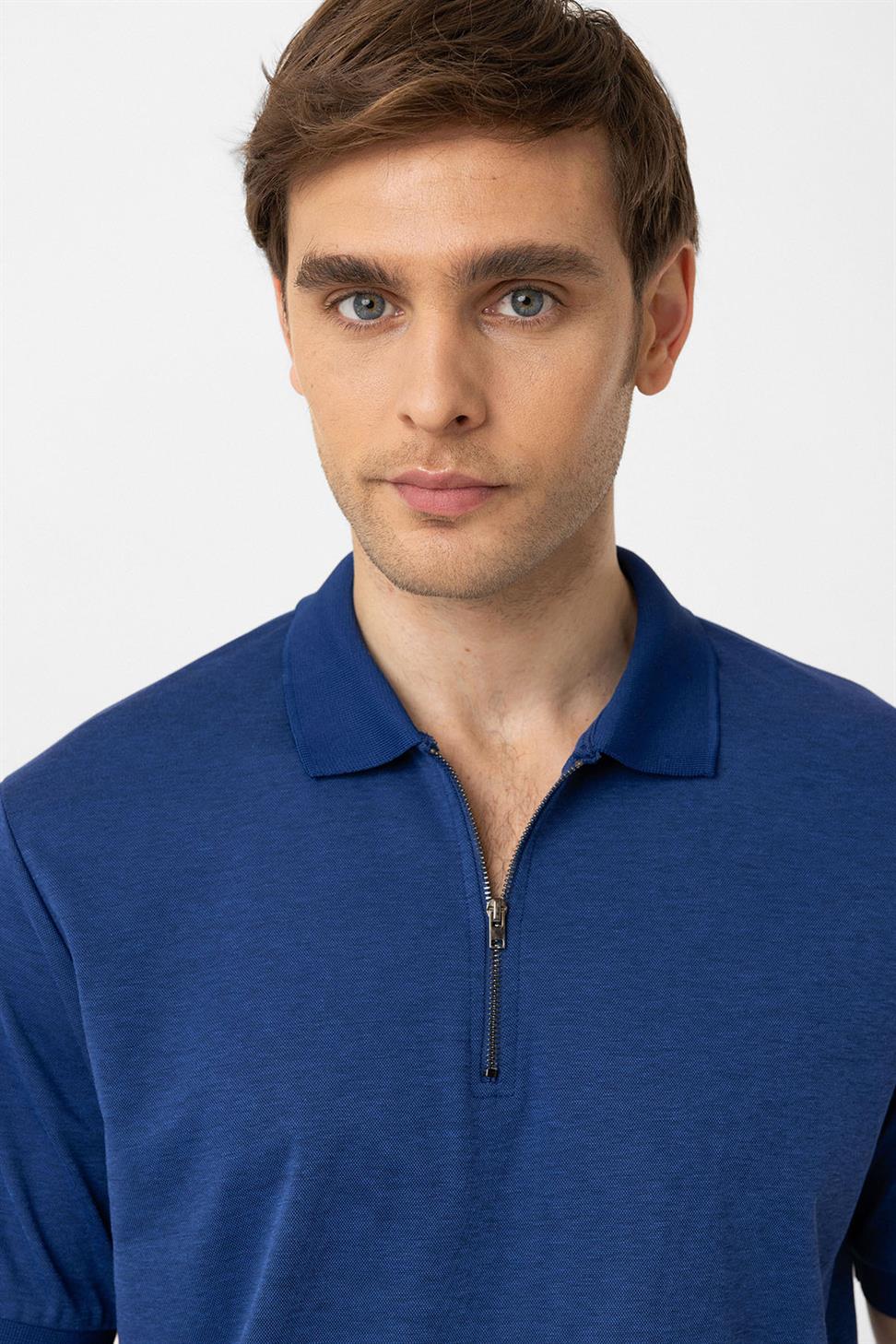 Antioch İndigo Fermuarlı Regular Fit Erkek T-Shirt