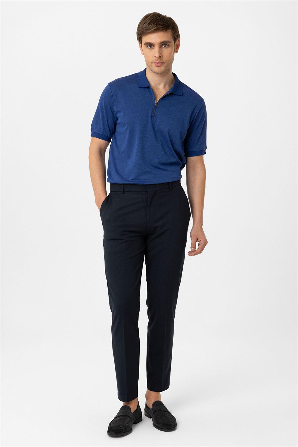 Antioch İndigo Fermuarlı Regular Fit Erkek T-Shirt