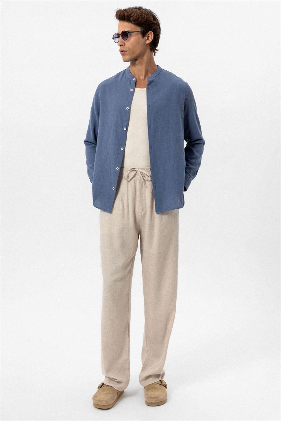 قميص رجالي منسوج بياقة القاضي