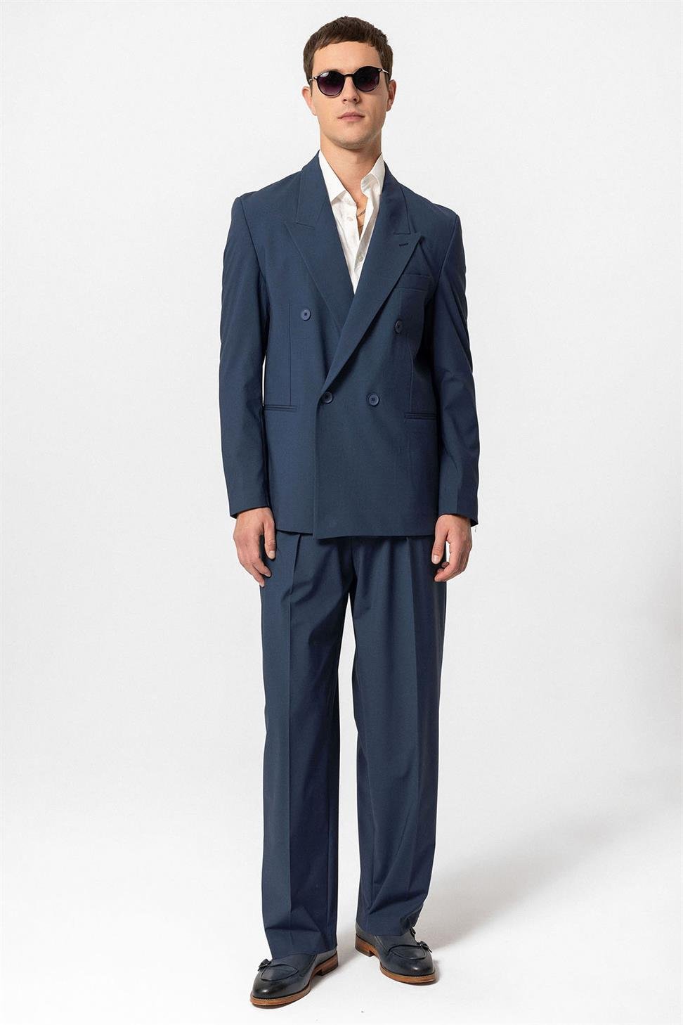 Antioch İndigo Tek Düğme Kruvaze Erkek Blazer Ceket