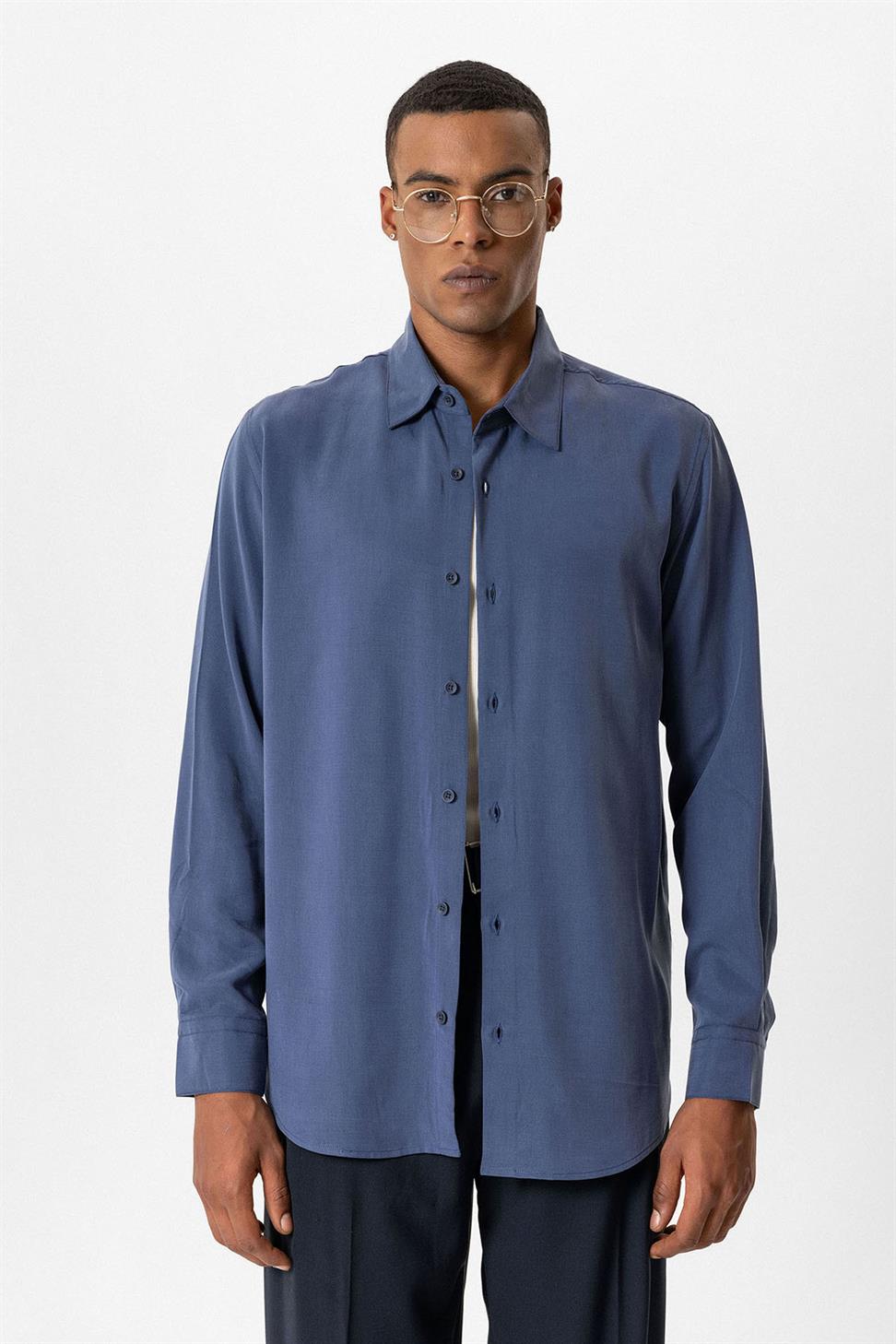 Antioch İndigo Teknik Regular Fit Erkek Gömlek