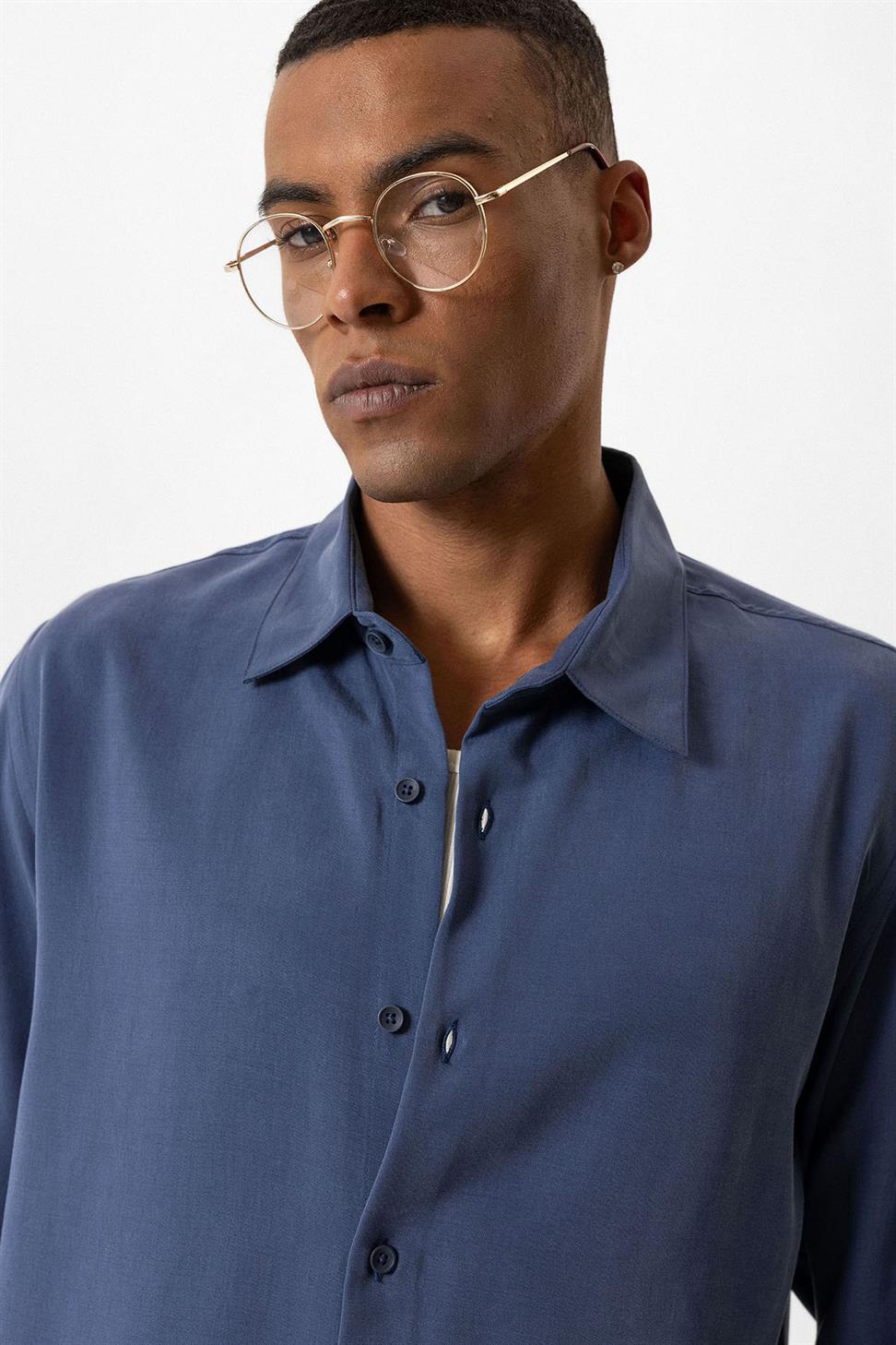 Antioch İndigo Teknik Regular Fit Erkek Gömlek