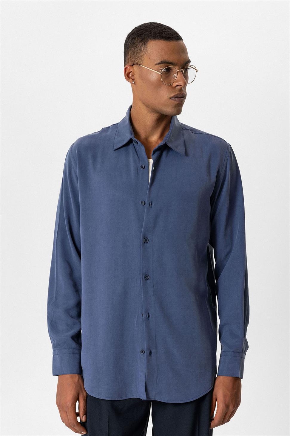 Antioch İndigo Teknik Regular Fit Erkek Gömlek